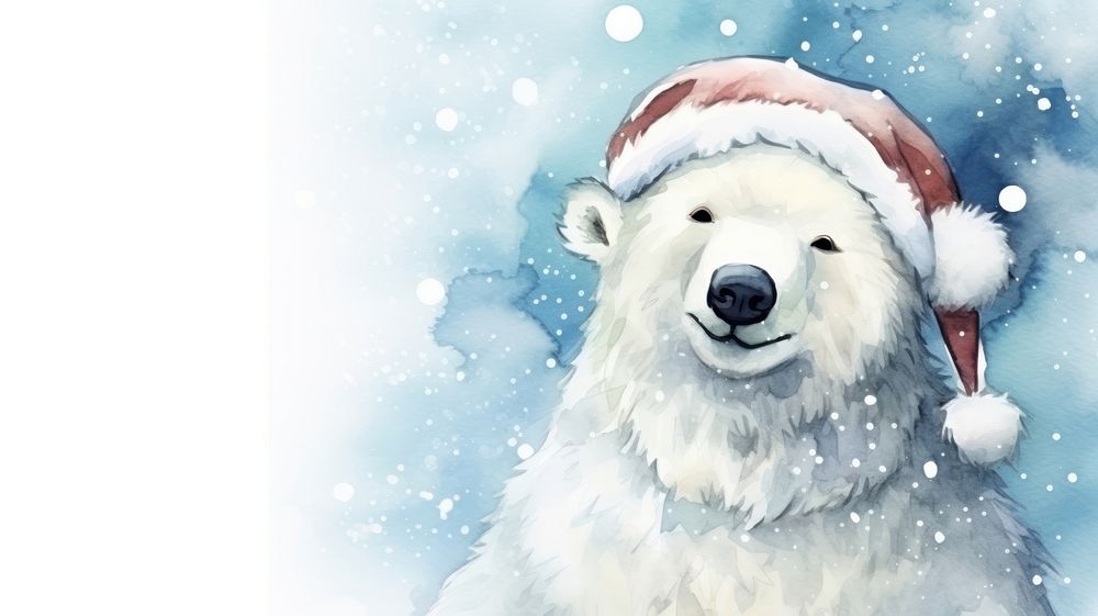 Christmas polar bear wallpaper mammal animal nature. AI generated Image by rawpixel.