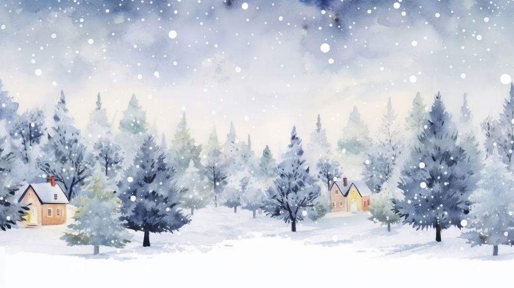 Snowy christmas wallpaper landscape outdoors winter. AI generated Image by rawpixel.