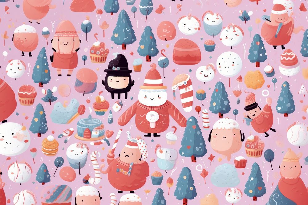 Christmas festive christmas cartoon pattern. AI generated Image by rawpixel.