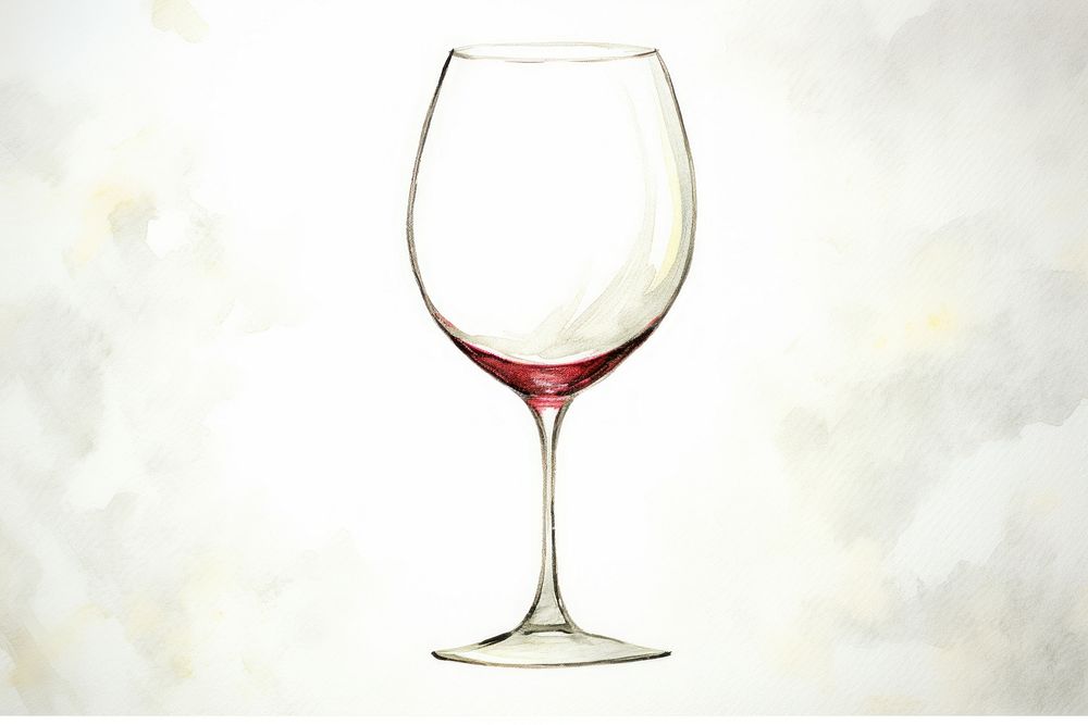 Wine glass empty watercolor drink refreshment drinkware. AI generated Image by rawpixel.