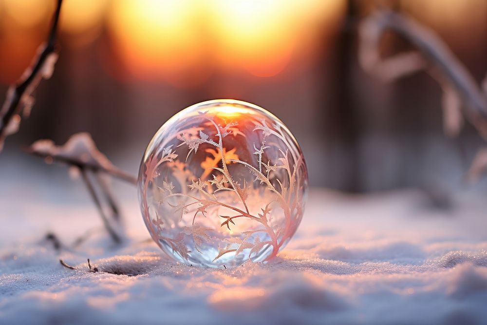 Transparent glass snow christmas outdoors. AI generated Image by rawpixel.