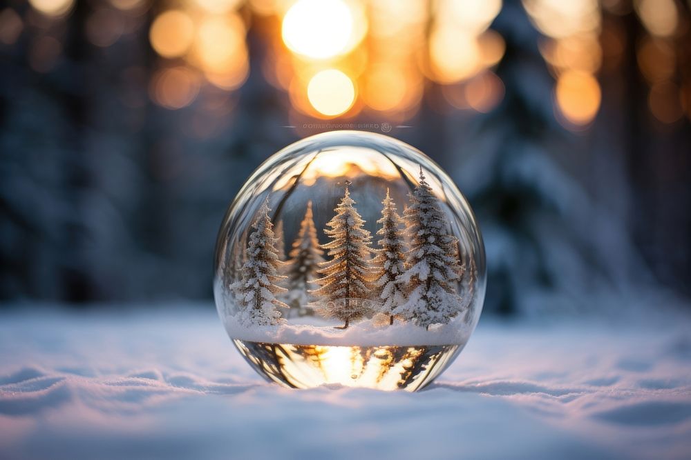 Transparent glass christmas snow lighting. AI generated Image by rawpixel.