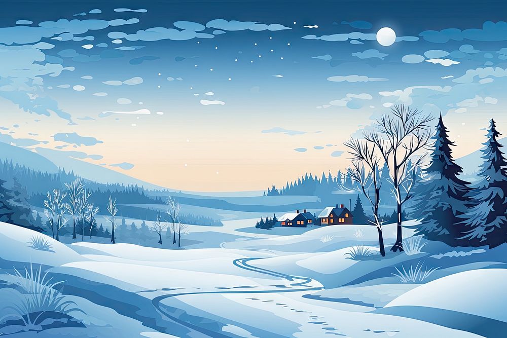 Winter landscape outdoors nature night. AI generated Image by rawpixel.