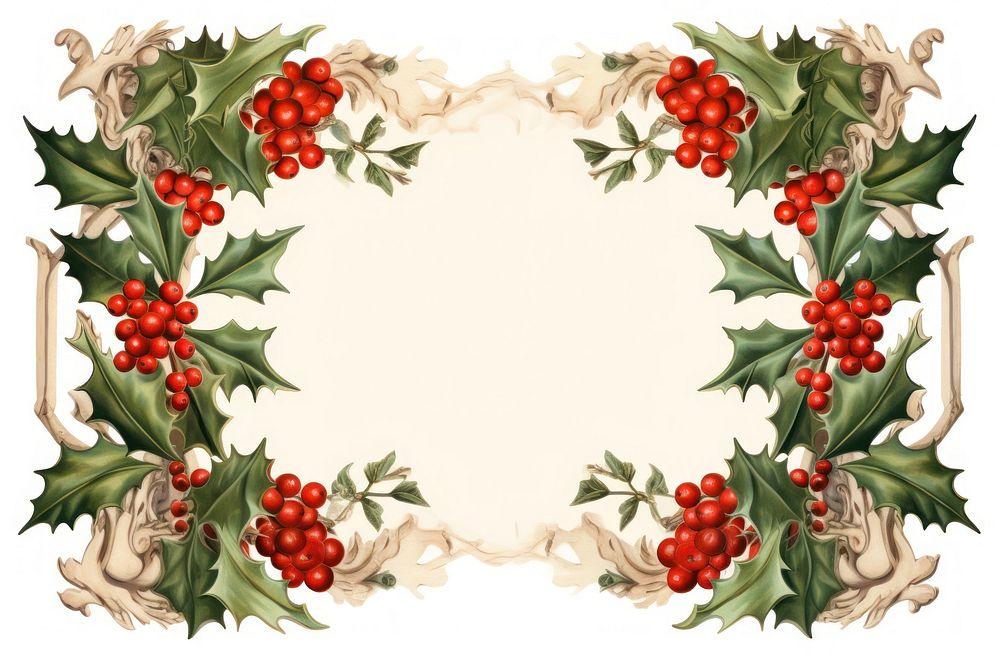 Vintage Christmas frame christmas wreath plant. AI generated Image by rawpixel.