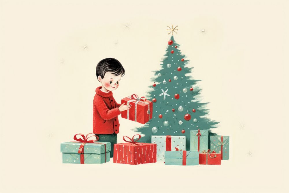 Wrapping christmas gifts cute anticipation celebration. AI generated Image by rawpixel.