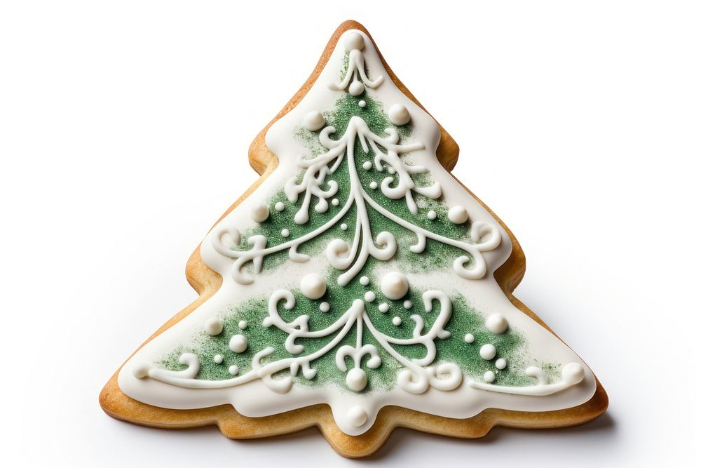 Chritmas-tree-shaped sugar cookie christmas dessert icing. AI generated Image by rawpixel.