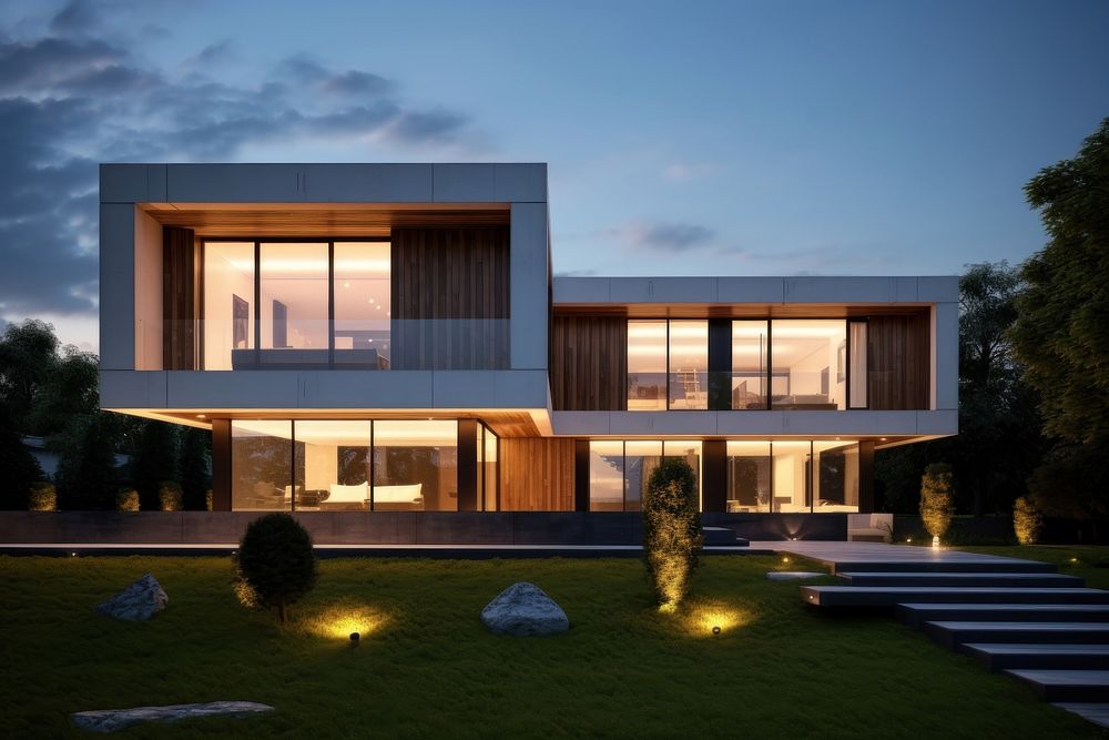 Minimalist house architecture building villa. AI generated Image by rawpixel.