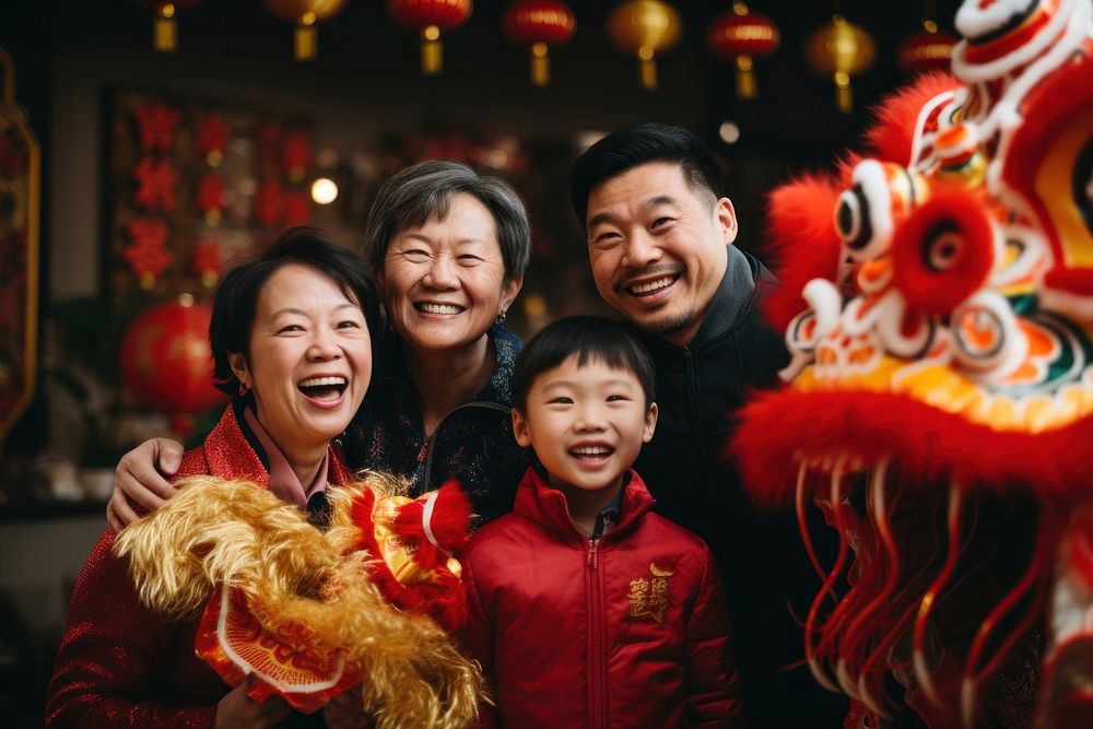Chinese new year festival family adult. AI generated Image by rawpixel.