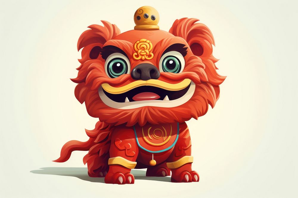 Lion dance cartoon toy chinese new year. AI generated Image by rawpixel.