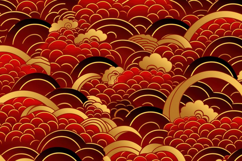 Chinese pattern backgrounds gold red. AI generated Image by rawpixel.