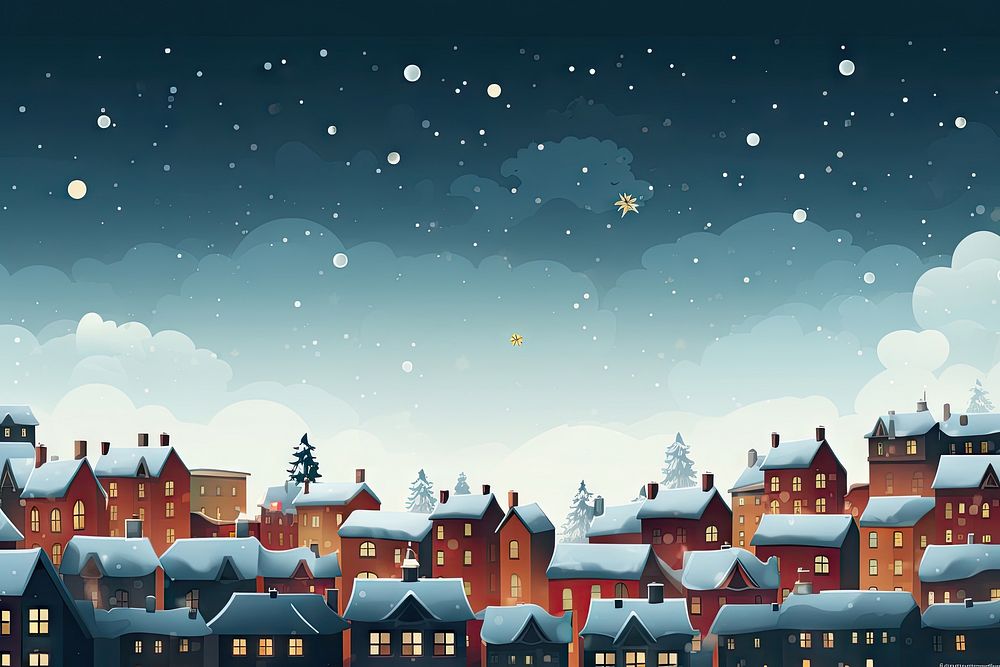 Christmas outdoors snow city. AI generated Image by rawpixel.