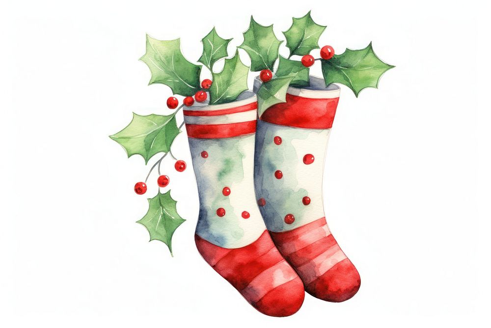 PNG Christmas socks cartoon holly celebration. AI generated Image by rawpixel.