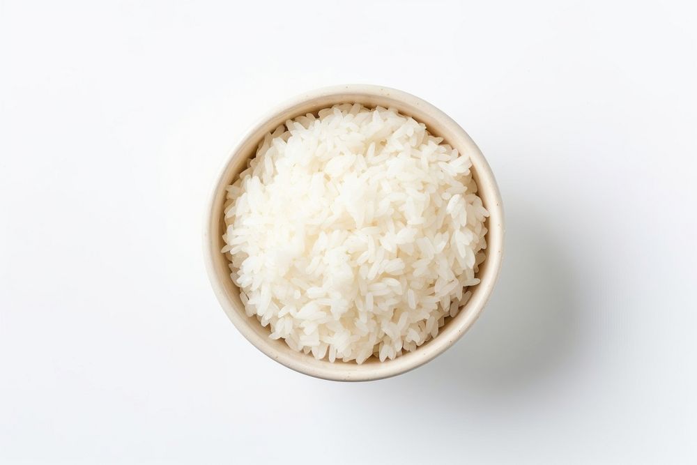 Rice bowl white food white background. AI generated Image by rawpixel.