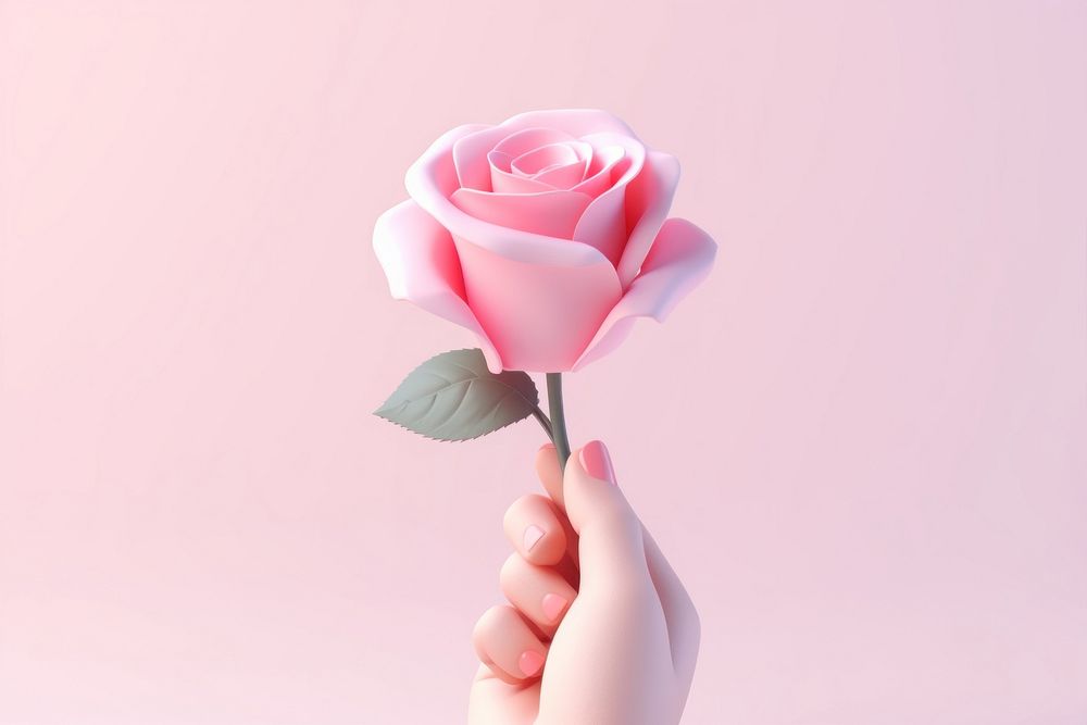 Rose holding flower petal. AI generated Image by rawpixel.
