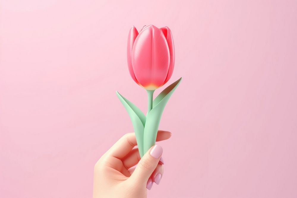 Tulip tulip holding flower. AI generated Image by rawpixel.