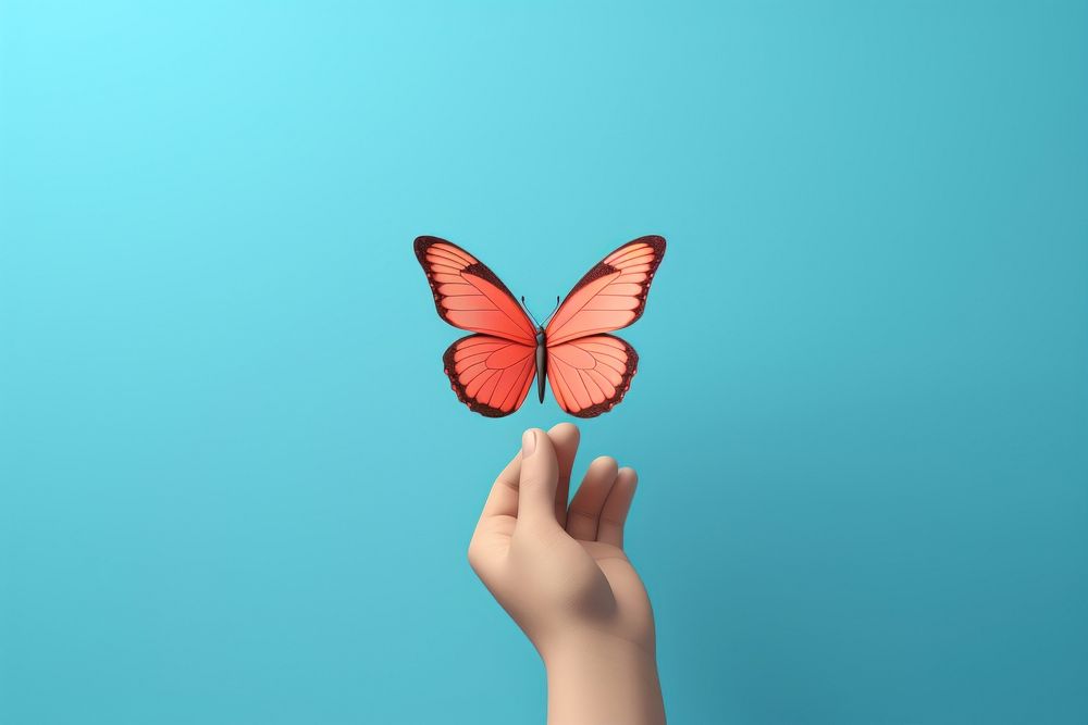 Butterfly hand holding insect. AI generated Image by rawpixel.
