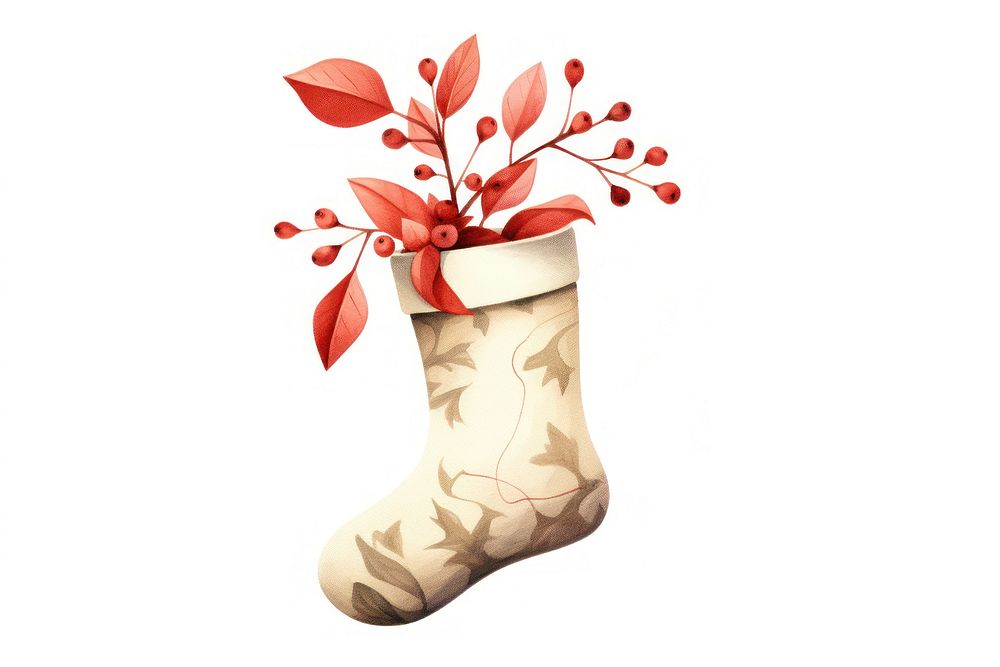 PNG Christmas sock graphics ribbon plant. AI generated Image by rawpixel.