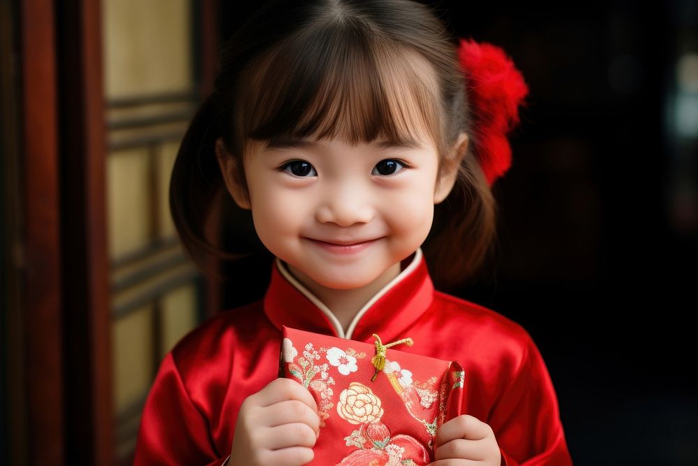 Cheongsam portrait smiling holding. AI generated Image by rawpixel.
