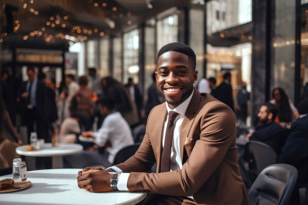 Young African business man sitting adult architecture. AI generated Image by rawpixel.