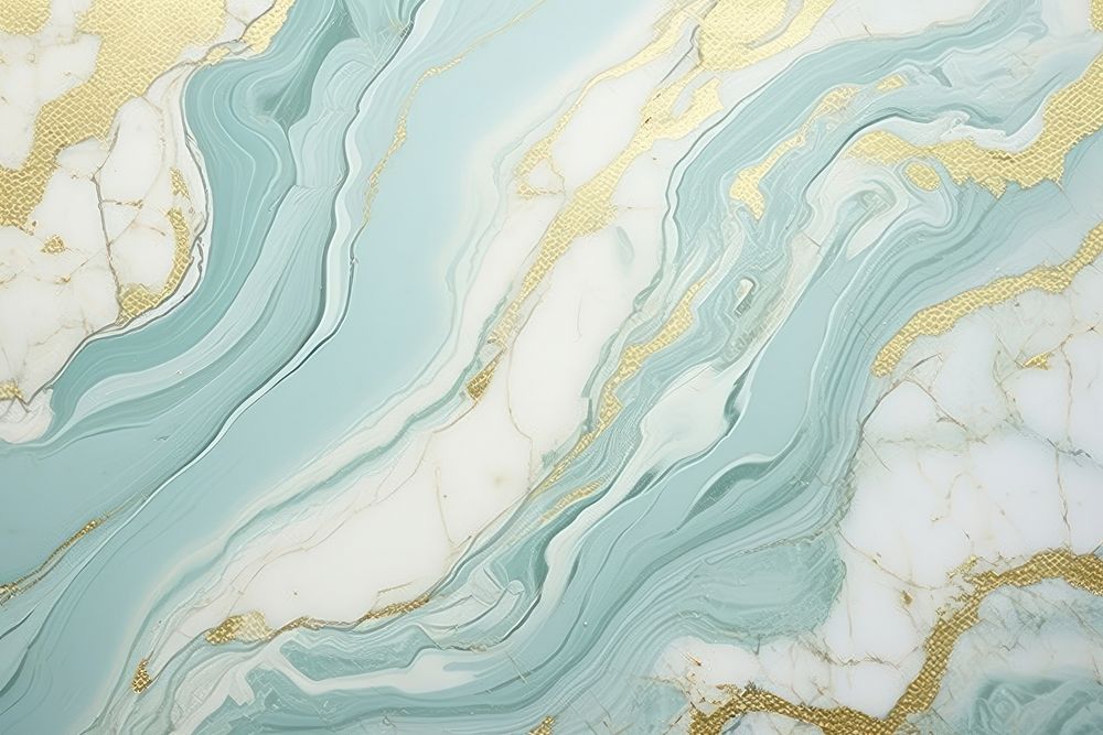 Mint with pastal blue and gold marble line tranquility. 