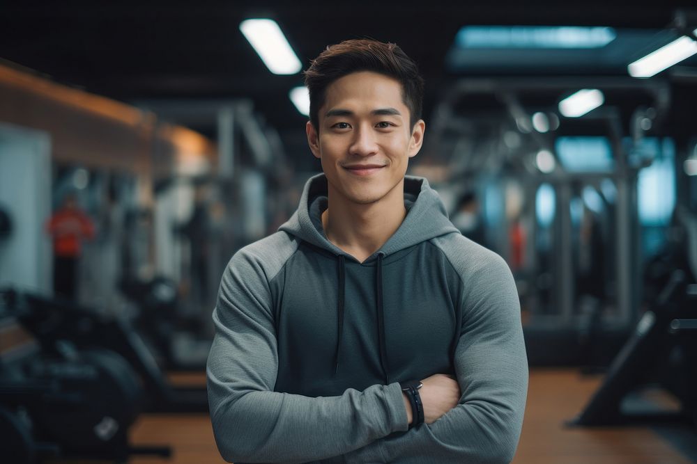 Gym smiling determination bodybuilding. AI generated Image by rawpixel.