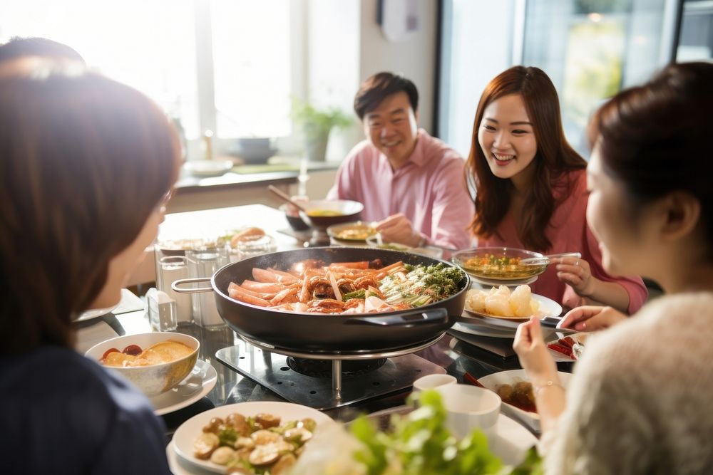 Hot pot kitchen cooking dinner. 