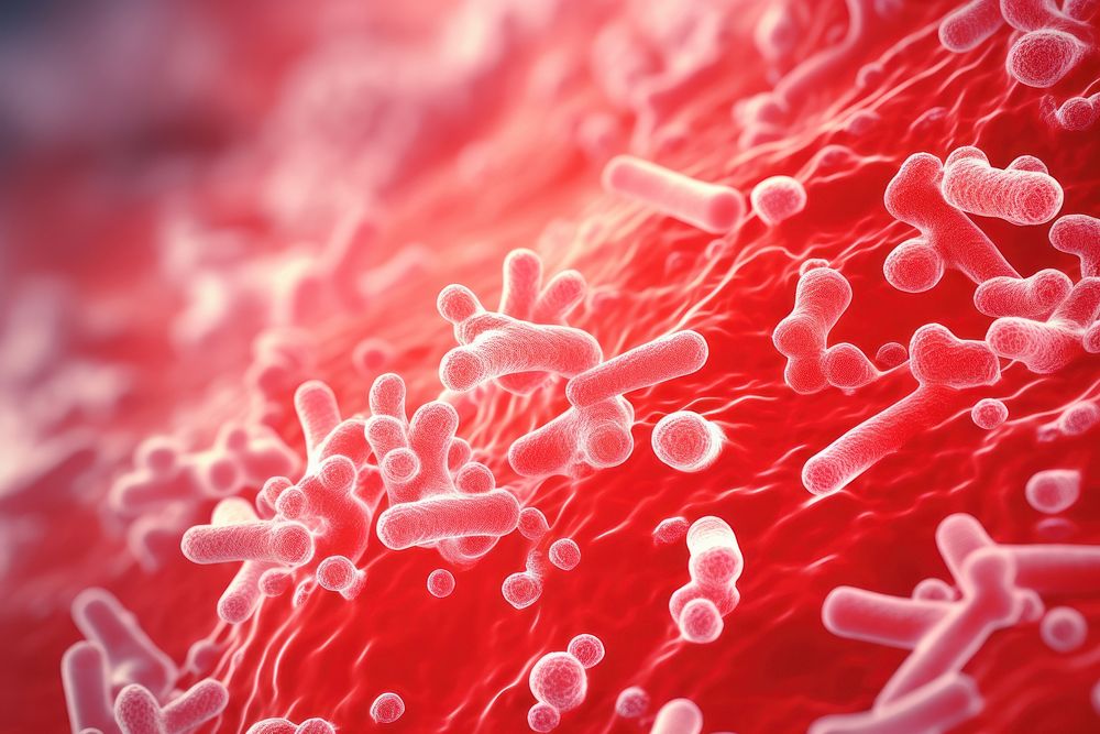 Bacterias backgrounds red microbiology. AI generated Image by rawpixel.