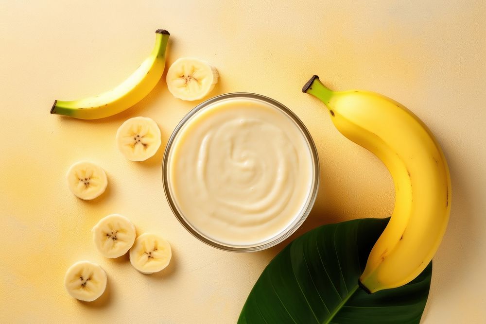Banana smoothie fruit plant food. AI generated Image by rawpixel.