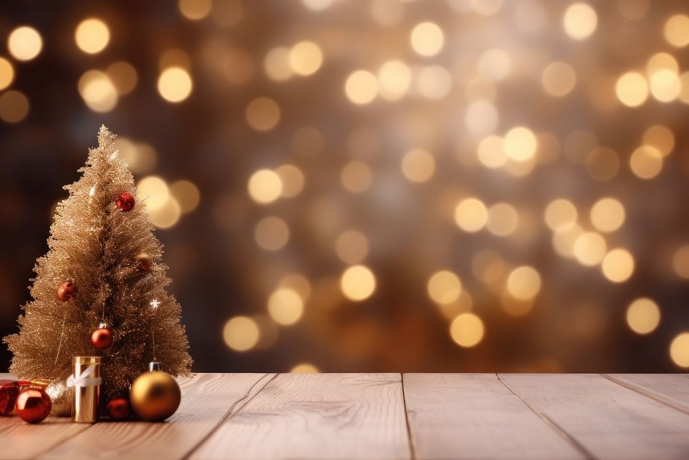 Empty brown wooden christmas decoration defocused. AI generated Image by rawpixel.