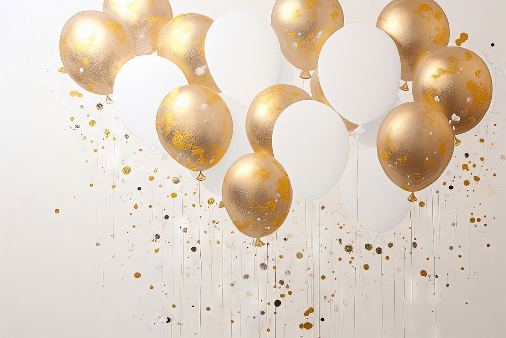 Beige background balloon confetti gold. AI generated Image by rawpixel.