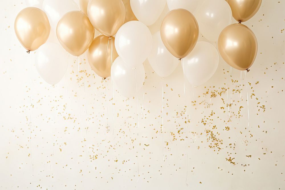 Beige background balloon backgrounds confetti. AI generated Image by rawpixel.