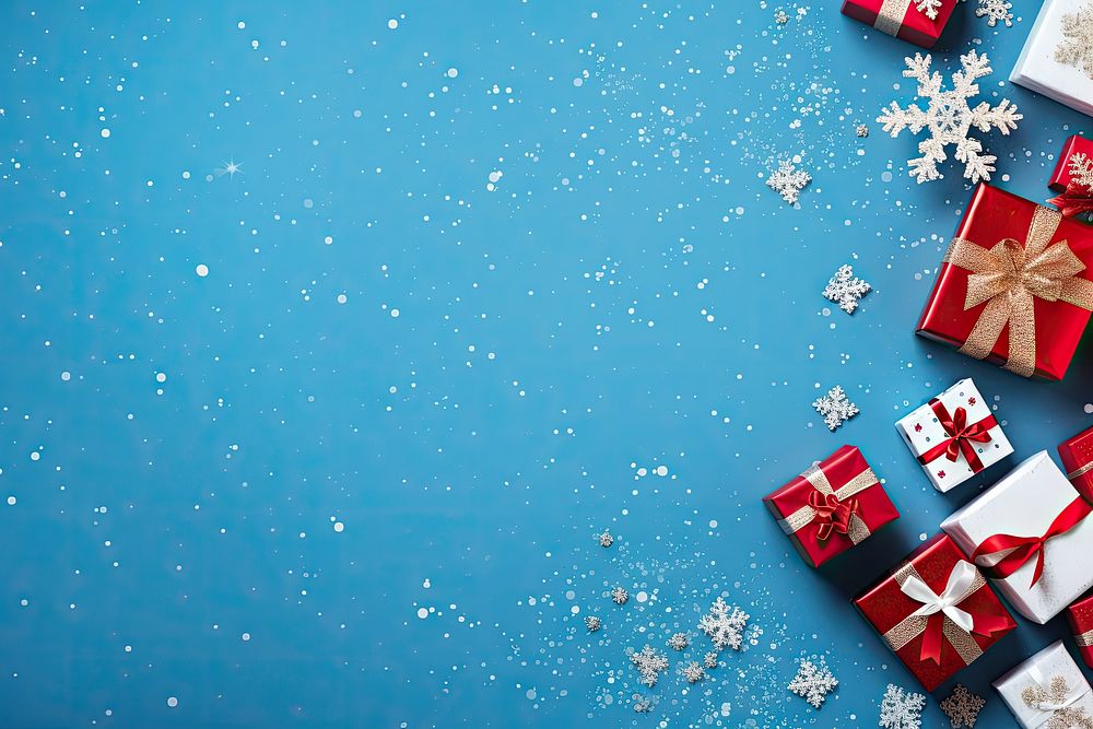 Blue background backgrounds christmas present. AI generated Image by rawpixel.