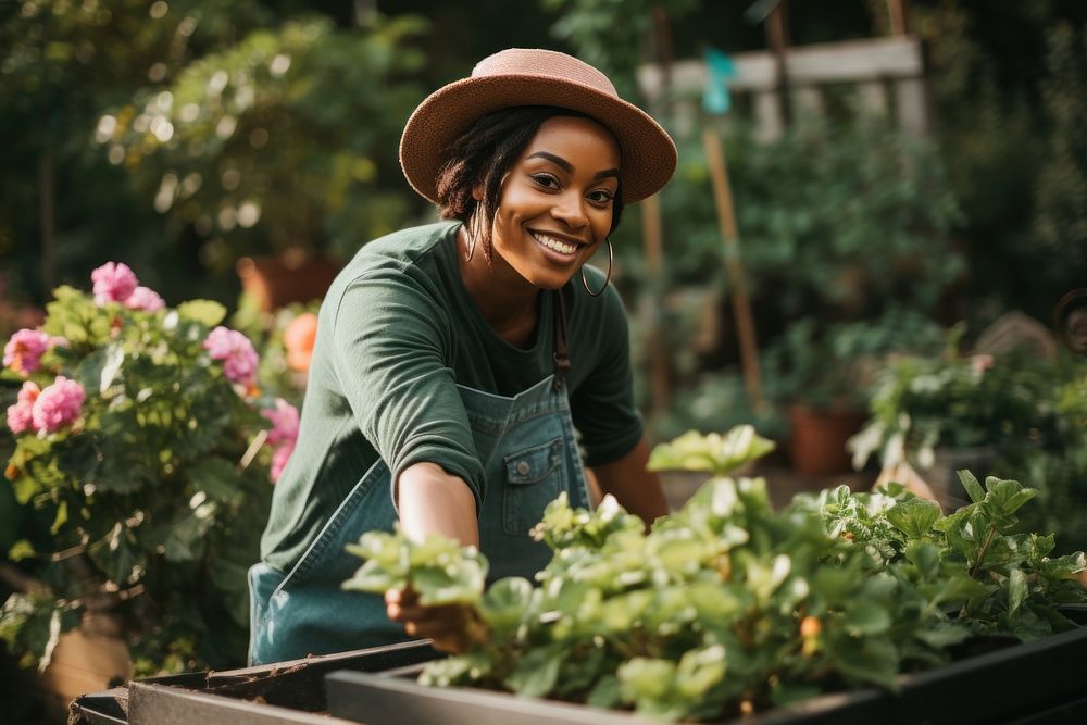 Garden gardening outdoors smiling. AI generated Image by rawpixel.