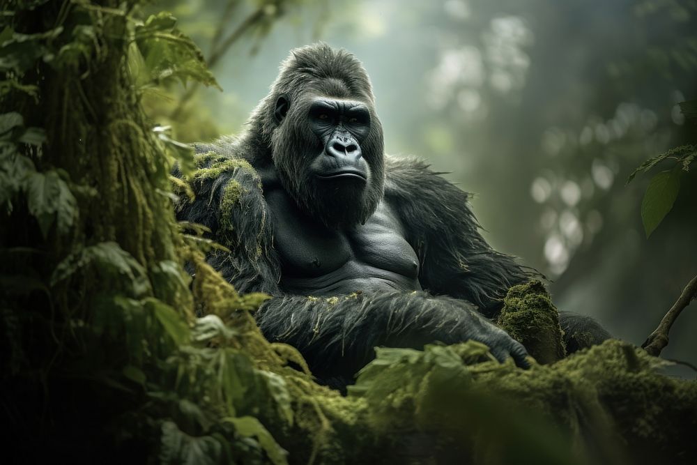 Gorilla wildlife monkey animal. AI generated Image by rawpixel.
