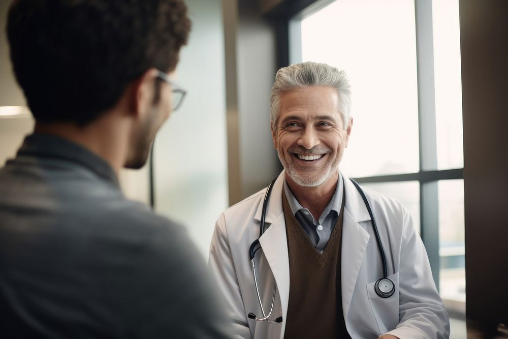 Doctor smiling adult stethoscope. AI generated Image by rawpixel.