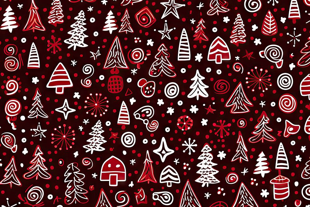 Christmas doodle pattern backgrounds line. AI generated Image by rawpixel.