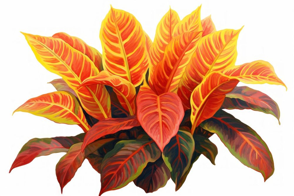 Croton Codiaeum variegatum Tropical leaves flower plant leaf. AI generated Image by rawpixel.