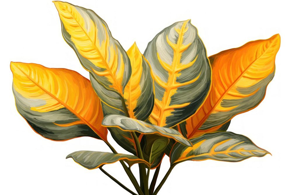 Croton Codiaeum variegatum Tropical leave flower plant leaf. AI generated Image by rawpixel.