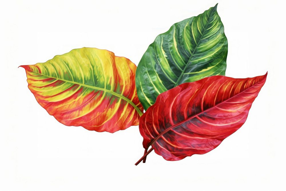 Croton Codiaeum variegatum Tropical leave leaves plant leaf. AI generated Image by rawpixel.