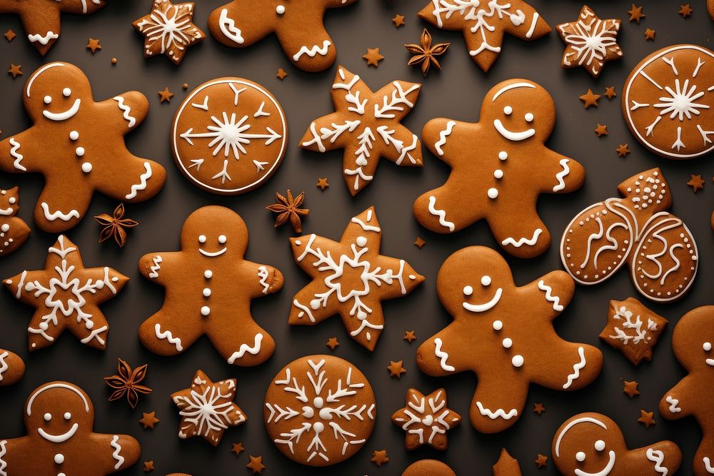 Gingerbreads backgrounds dessert biscuit. AI generated Image by rawpixel.