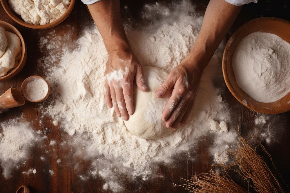Cooking dough hand kneading dough. AI generated Image by rawpixel.