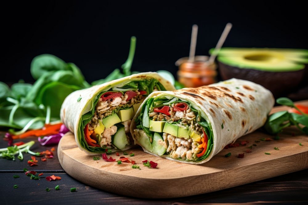Wraps bread food vegetable. AI generated Image by rawpixel.