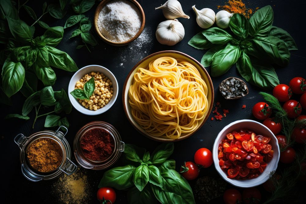 Pasta ingredient food meal. AI generated Image by rawpixel.
