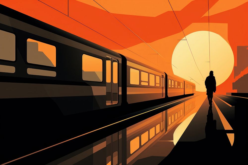 Train silhouette vehicle metro. AI generated Image by rawpixel.