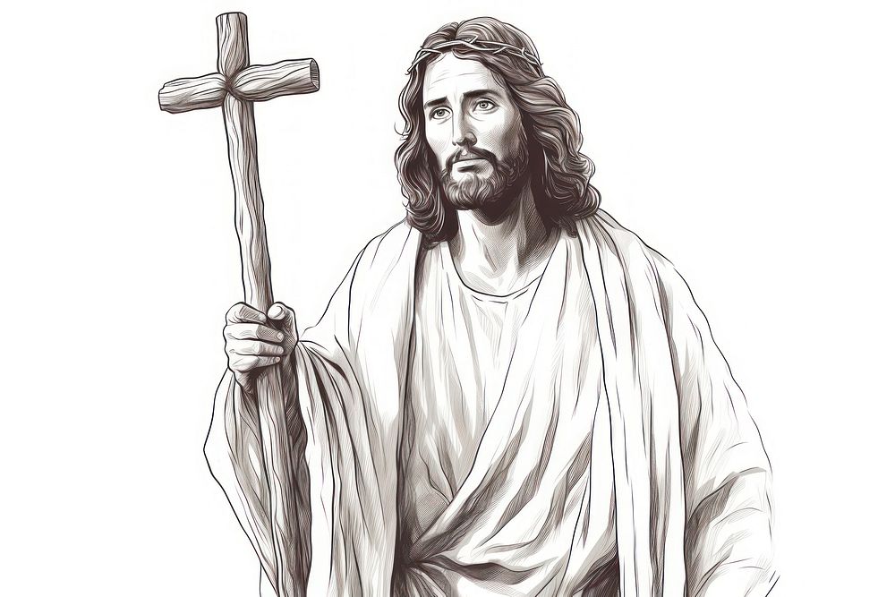 Jesus drawing sketch adult. AI generated Image by rawpixel.