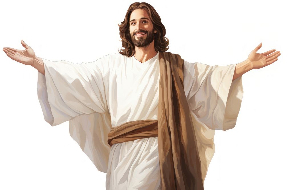 Jesus adult robe white background. AI generated Image by rawpixel.