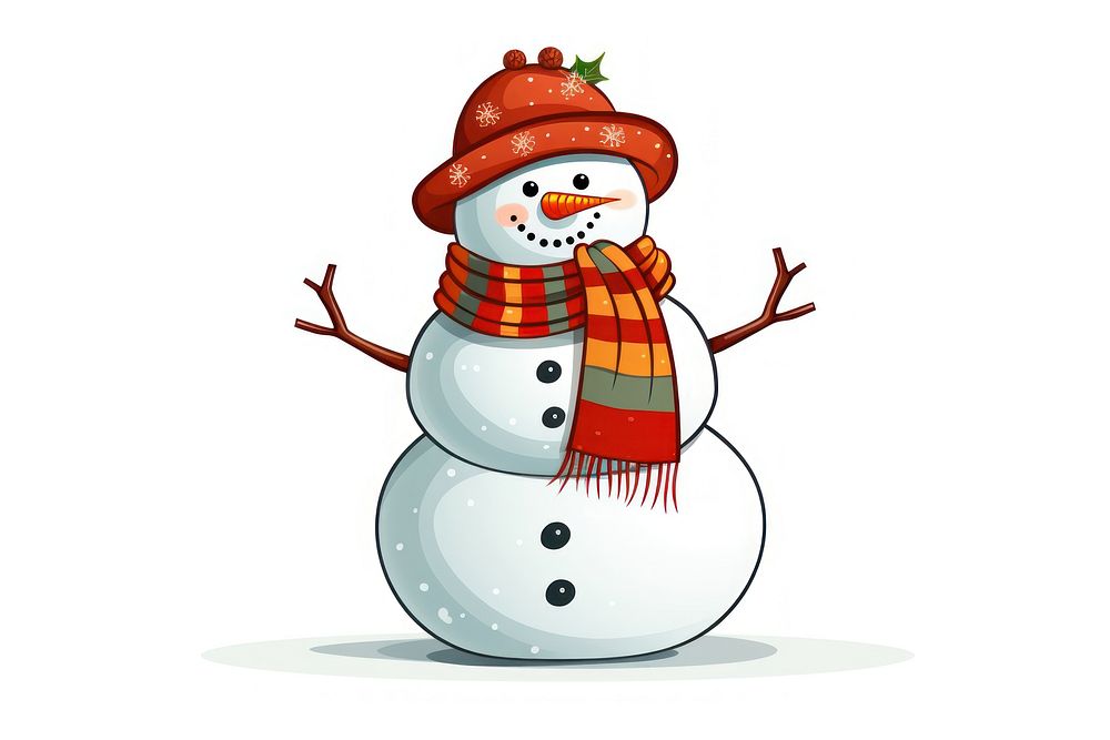 Winter snowman white white background. AI generated Image by rawpixel.