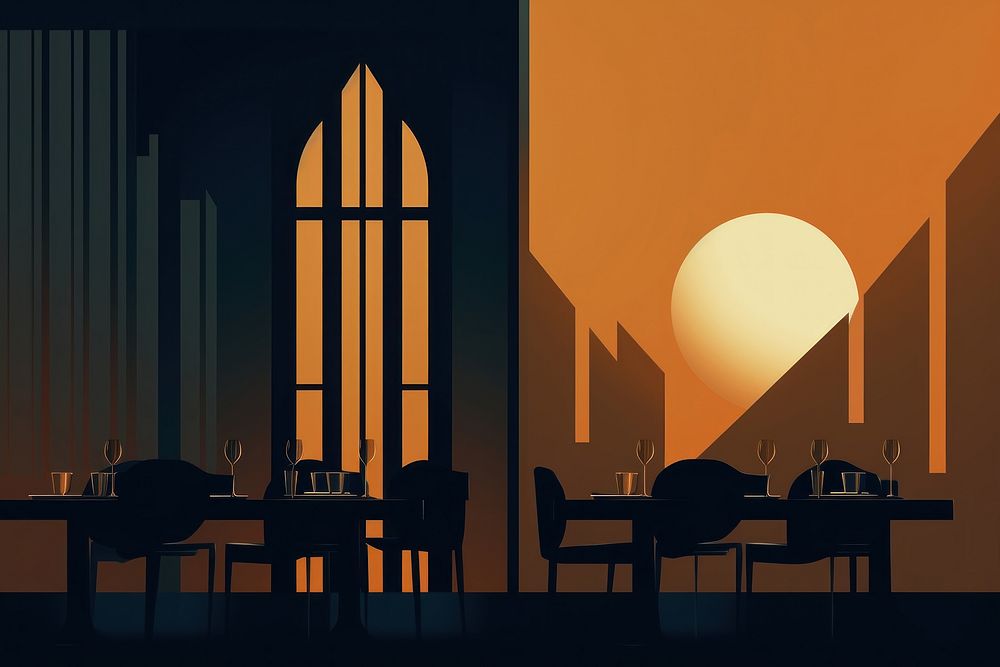 Restaurant architecture silhouette furniture. AI generated Image by rawpixel.