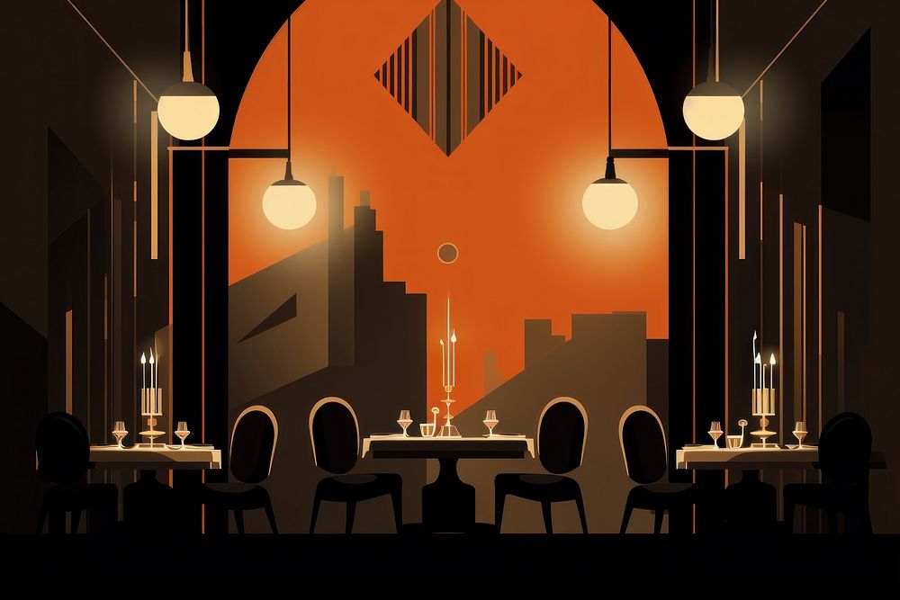 Restaurant architecture lighting table. AI generated Image by rawpixel.