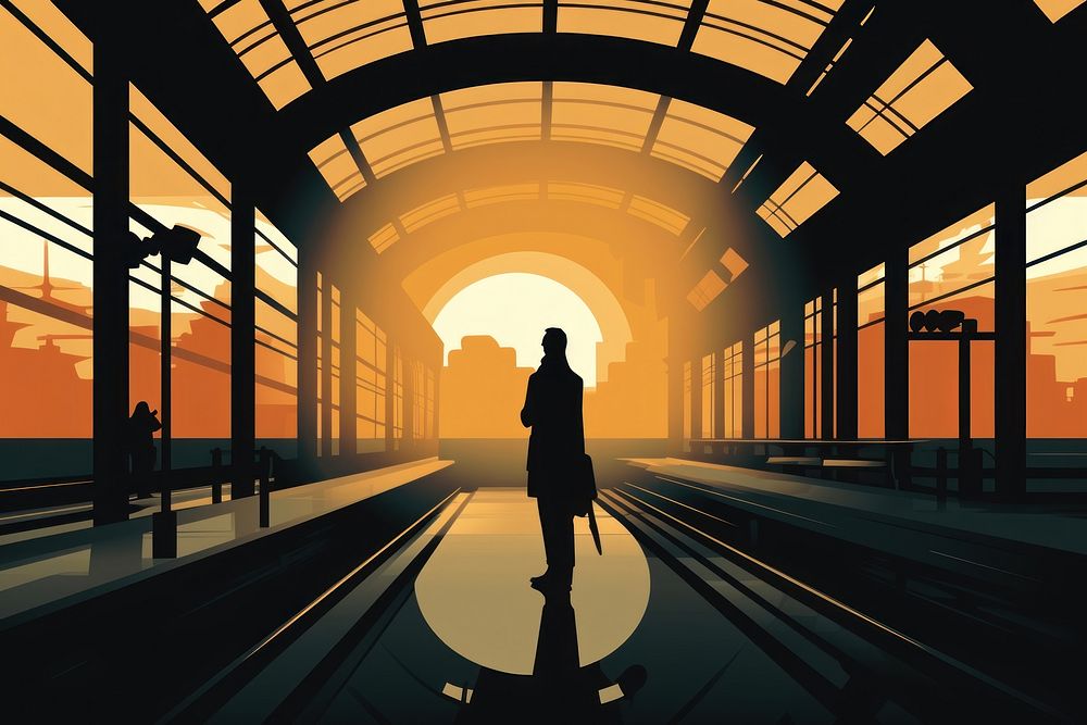 Train station silhouette walking transportation. AI generated Image by rawpixel.